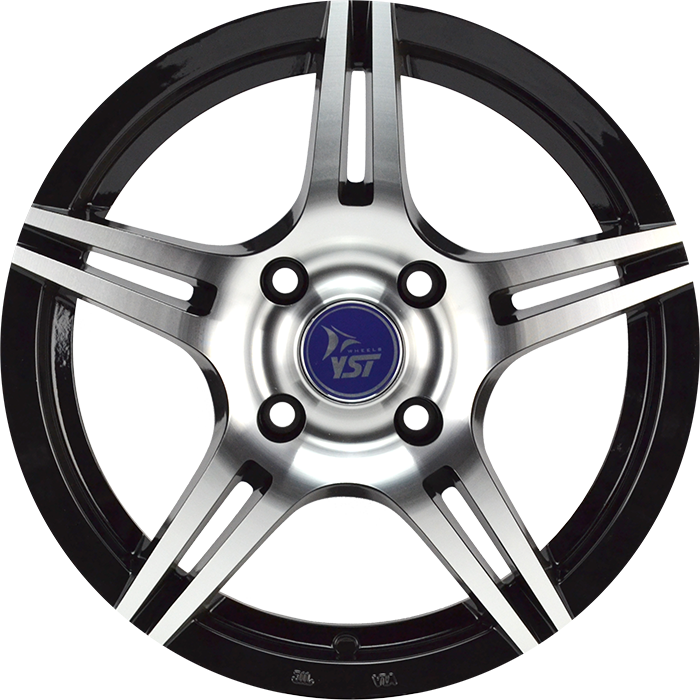 фото диска YST R14 ET49 DIA56,6 PCD:4/100 Чёрный глянцевый с полированной лицевой частью