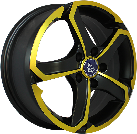 фото диска YST R16 ET40 DIA66,1 PCD:5/114,3 черный матовый+желтый
