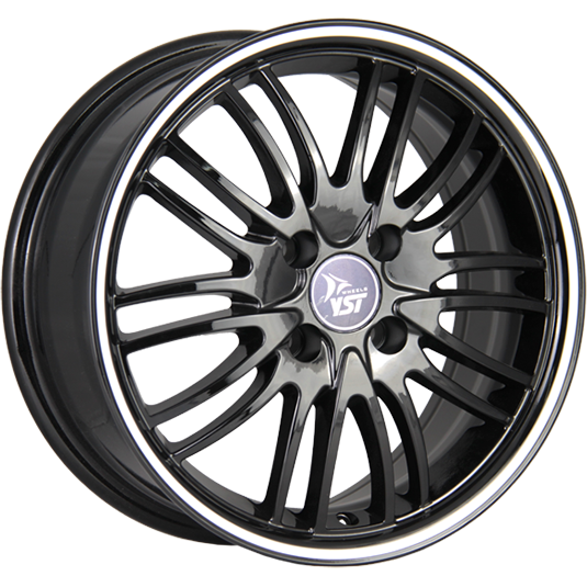 фото диска YST R15 ET40 DIA56,6 PCD:4/100 черный с белой полосой по ободу