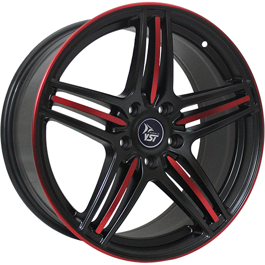 фото диска YST R16 ET37,5 DIA63,3 PCD:4/108 черный матовый+красный