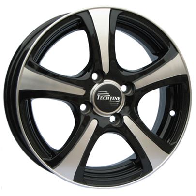 фото диска TECH-LINE R14 ET45 DIA67,1 PCD:4/100 черный с полировкой по лицевой части